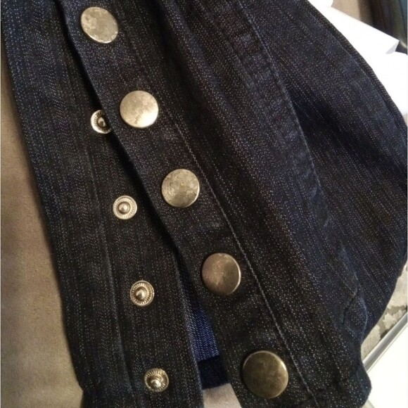 YOUNIQUE JEANS 5 BLUE SNAP ON BOTTOM LEGS RAMIE BLEND POCKETS - Picture 3 of 8